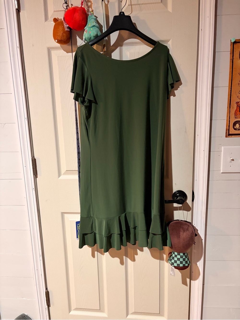 Women’s Olive Green Ruffle Hem Dress
